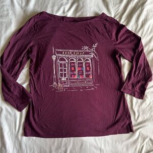 Loft Bookstore dog 3/4 sleeve tee